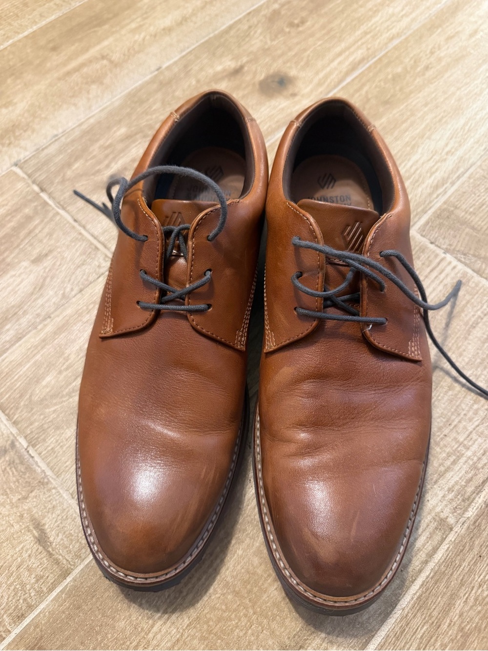 Johnston & Murphy Brown Leather Plain Toe Oxford Derby Shoes Men’s 10 M